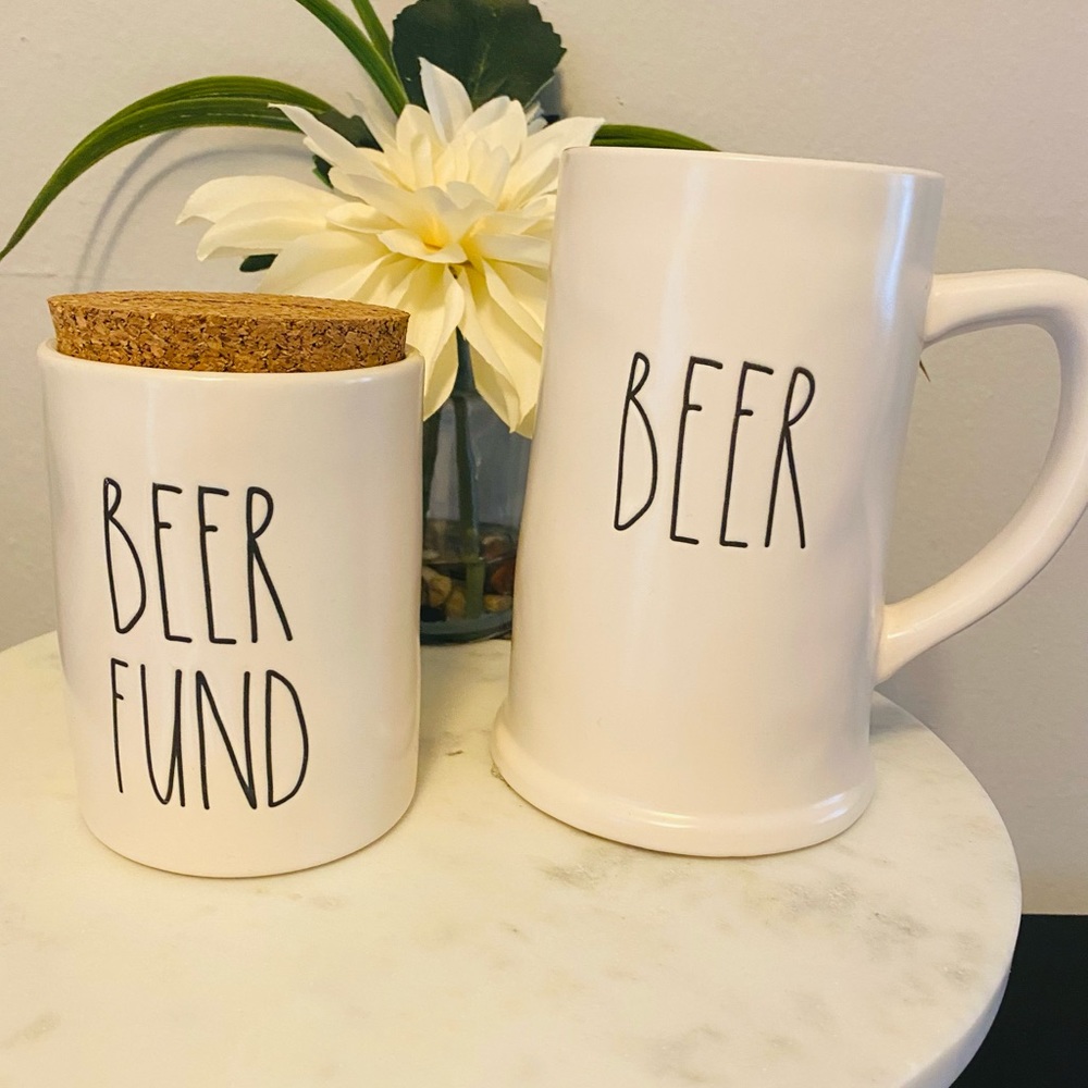 Rae Dunn Beer Fund Coin Bank & Stein Set New
